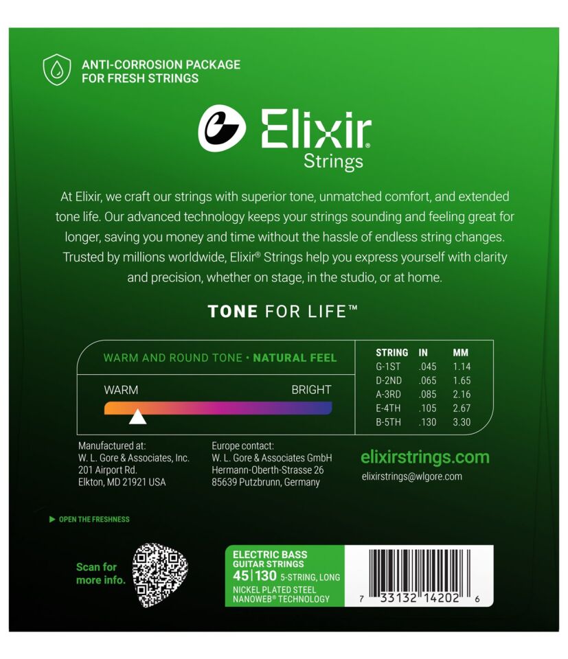 BAS GİTAR TELİ ELIXIR 045-130