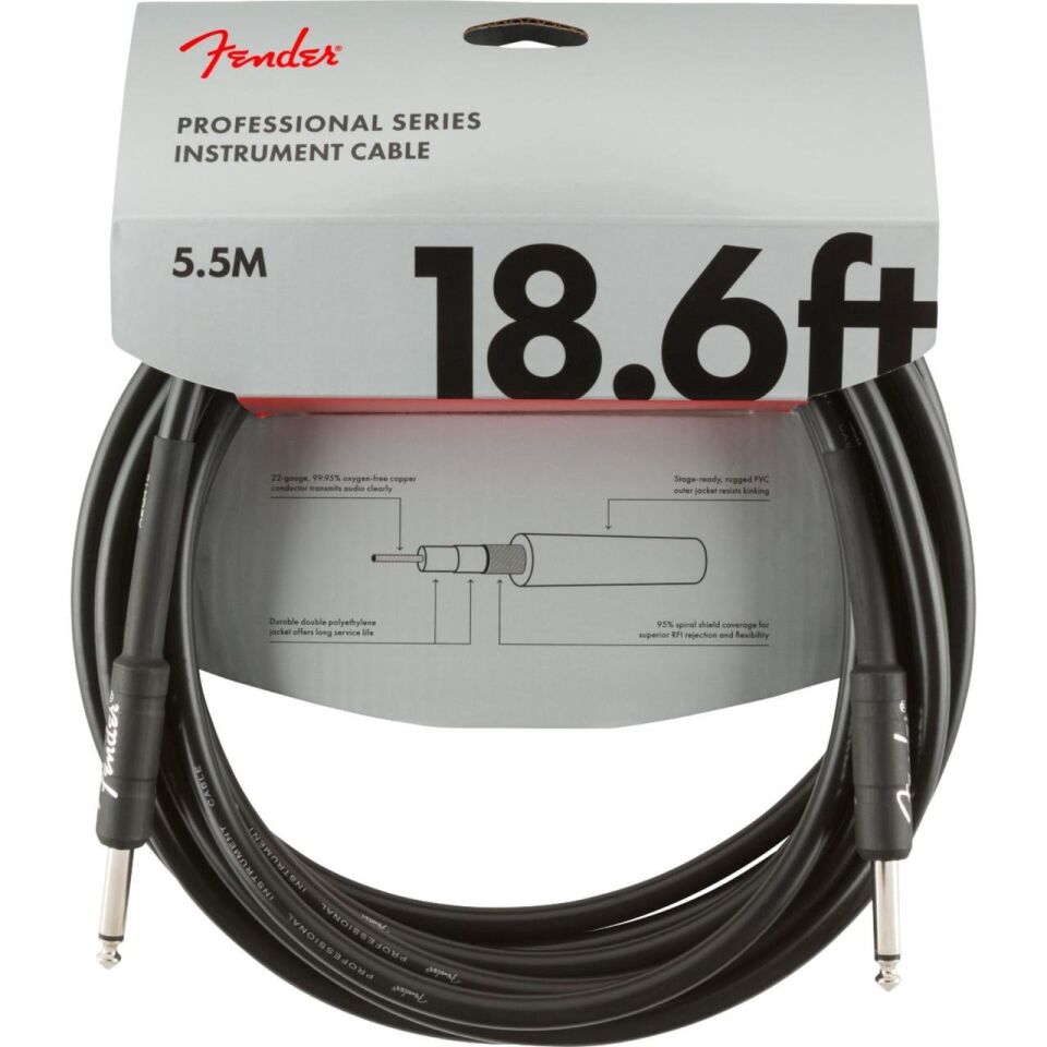 ENSTRÜMAN KABLOSU FENDER 3 METRE 10' ANGLE BLK