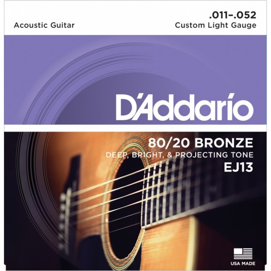 D'addario Custom Light Akustik Gitar Teli 0.11-0.52 EJ13