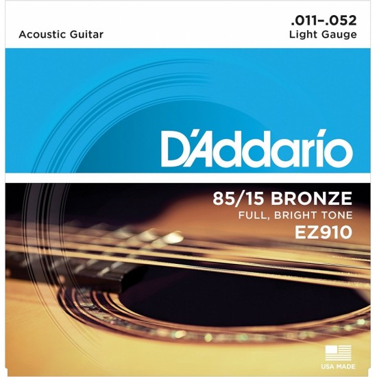  D'Addario EZ910  Light Takım Tel Akustik Gitar Teli 011-052