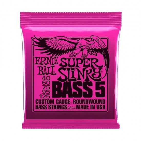 Ernie Ball P02824 Super Slinky Nickel 40-125 (5 Telli) Bass Gitar Teli