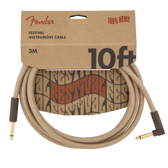 Fender 10 Angled Festival Pure Hemp Natural Kablo 3 Metre Enstruman Kablosu 0990910021