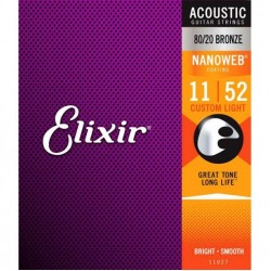 Elixir 11027 Nanoweb 80/20 Bronze Akustik Gitar Teli (11-52)