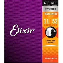 Elixir 11027 Nanoweb 80/20 Bronze Akustik Gitar Teli (11-52) Elixir 11027 Nanoweb 80/20 Bronze Akustik Gitar Teli (11-52)