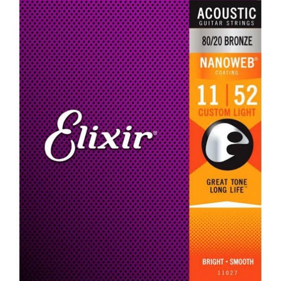 Elixir 11027 Nanoweb 80/20 Bronze Akustik Gitar Teli (11-52) Elixir 11027 Nanoweb 80/20 Bronze Akustik Gitar Teli (11-52)